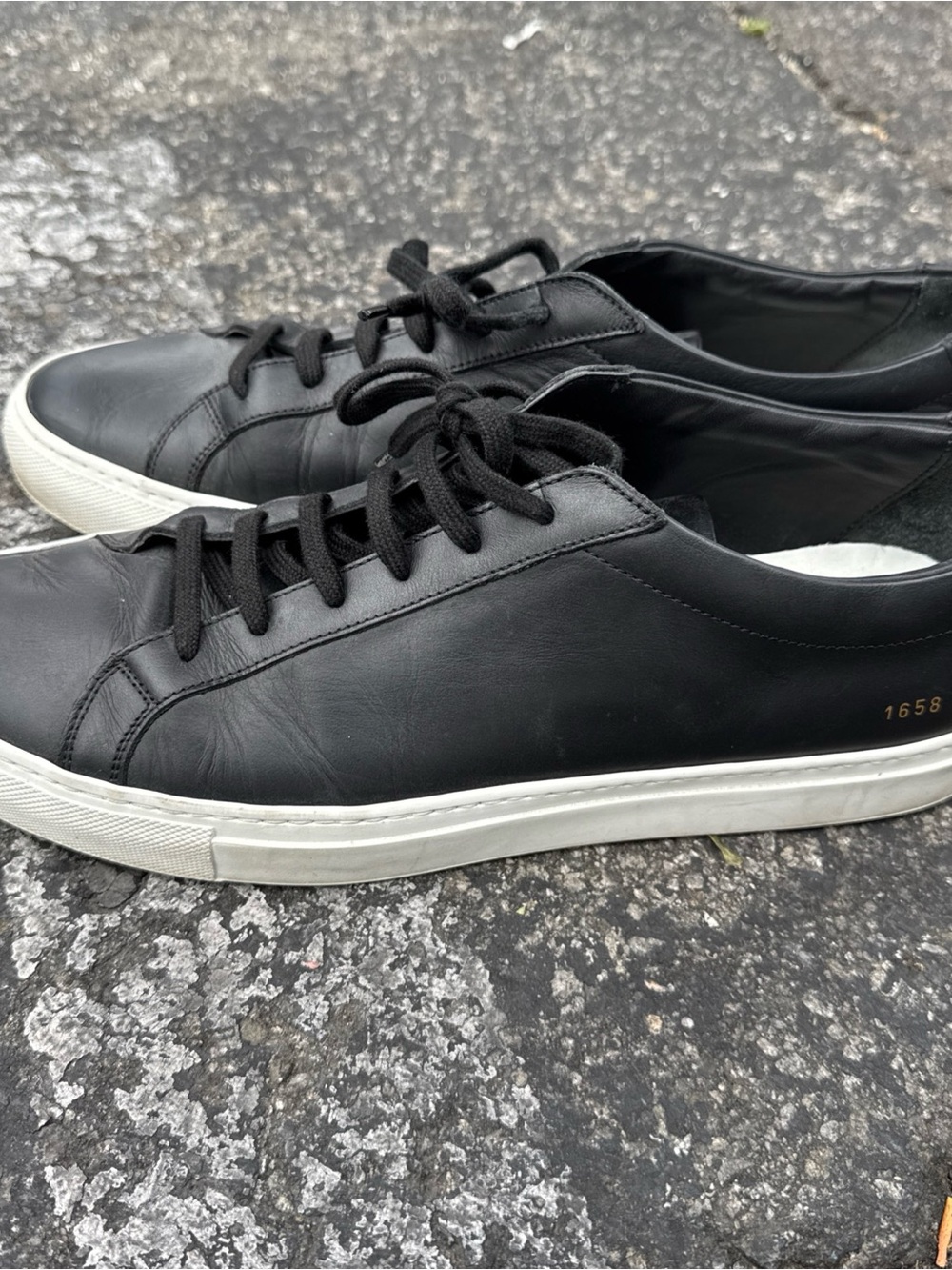 Common Projects Achilles Black Leather Low Top Sneakers Men's Size US 11 EU44